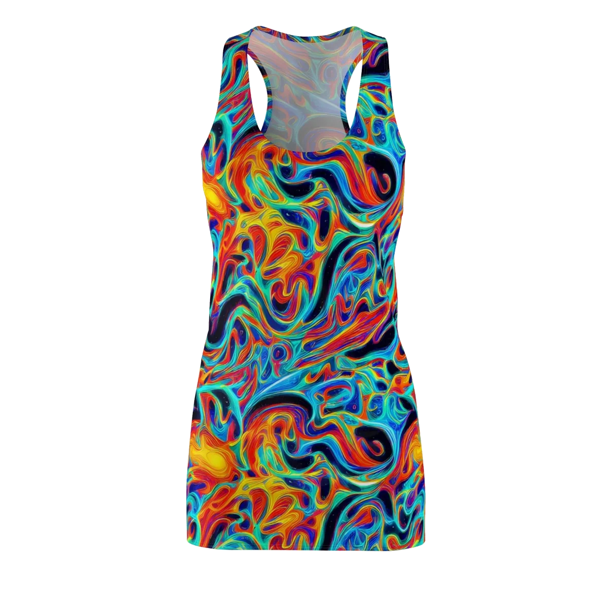 Cyan Ember Maze on Racerback Dress — Front