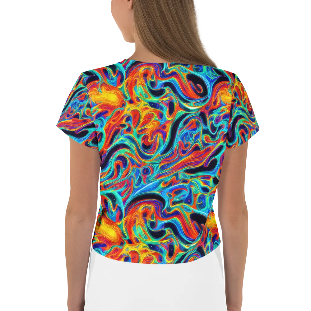 Cyan Ember Maze on Crop Tee — Back
