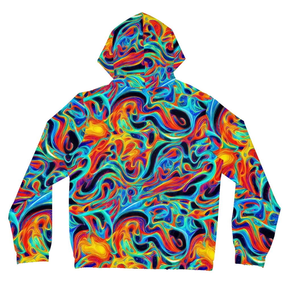 Cyan Ember Maze on Women's Full-Zip Hoodie — Back