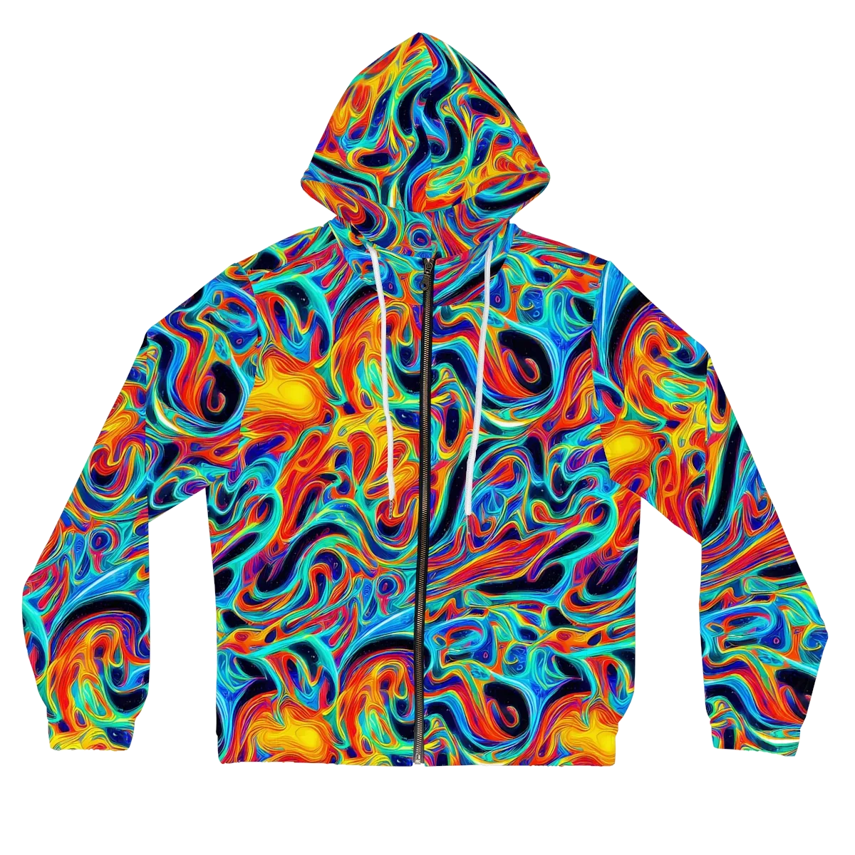 Cyan Ember Maze on Women's Full-Zip Hoodie — Front