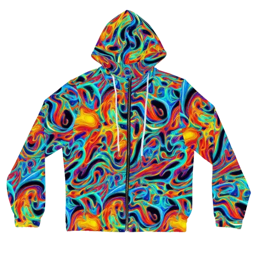 Cyan Ember Maze on a Women's Full-Zip Hoodie