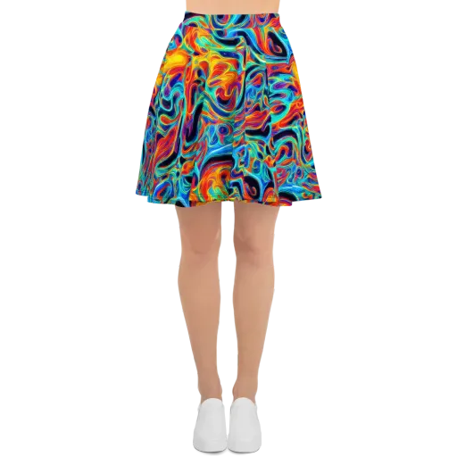 Cyan Ember Maze on a Skater Skirt