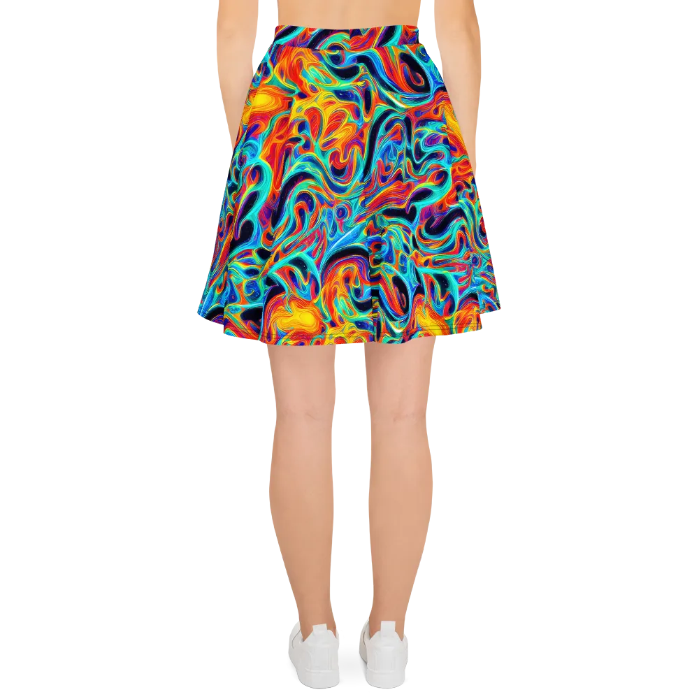 Cyan Ember Maze on Skater Skirt — Back