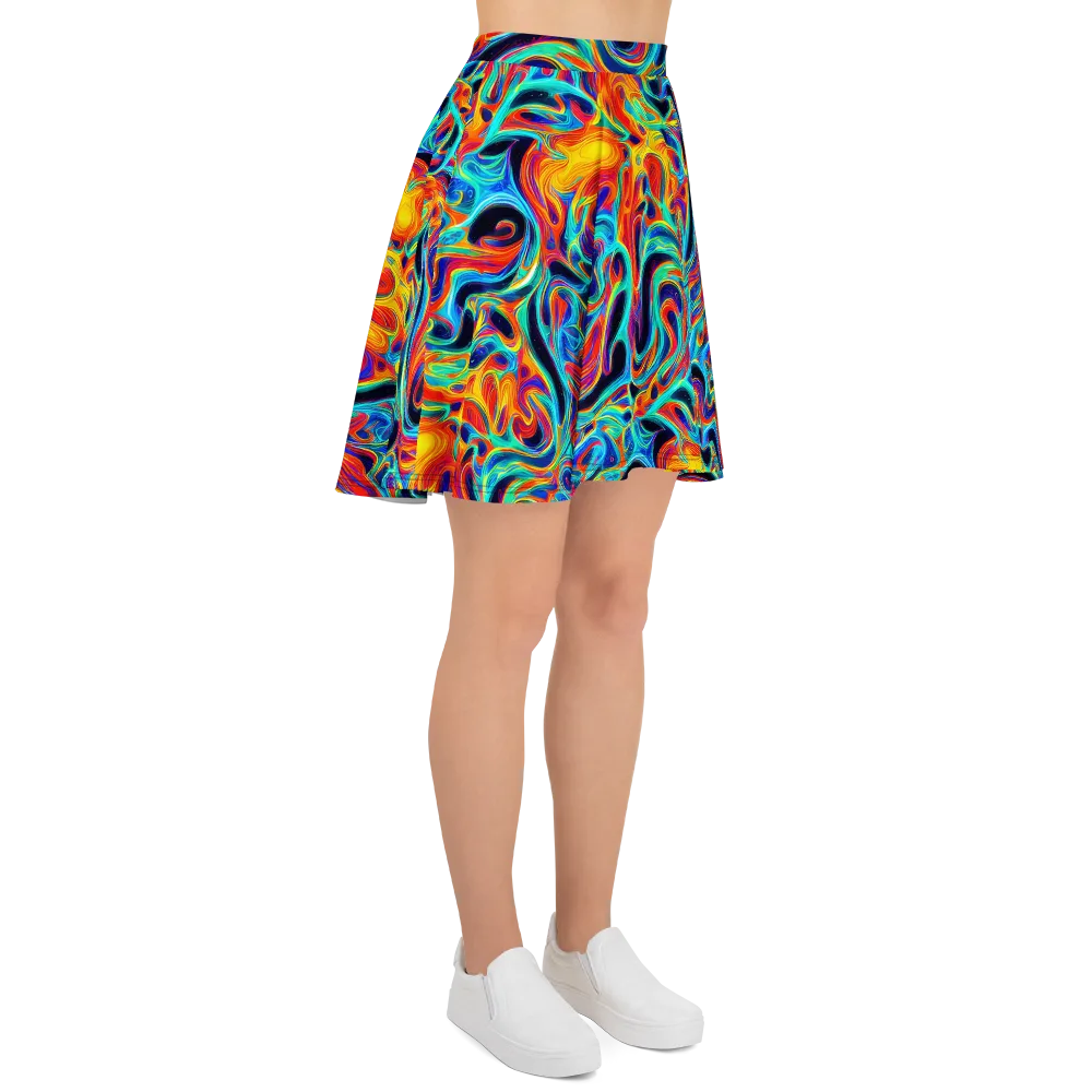Cyan Ember Maze on Skater Skirt — Right