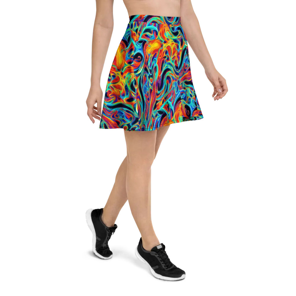 Cyan Ember Maze on Skater Skirt — Right