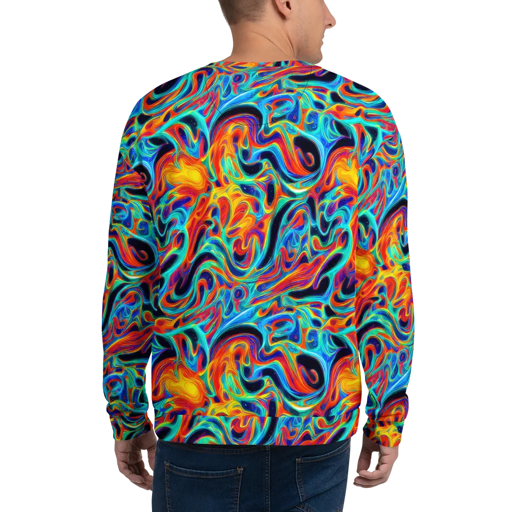 Cyan Ember Maze on Sweatshirt — Back