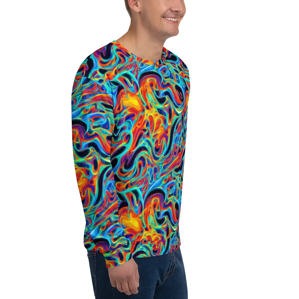 Cyan Ember Maze on Sweatshirt — Right Front