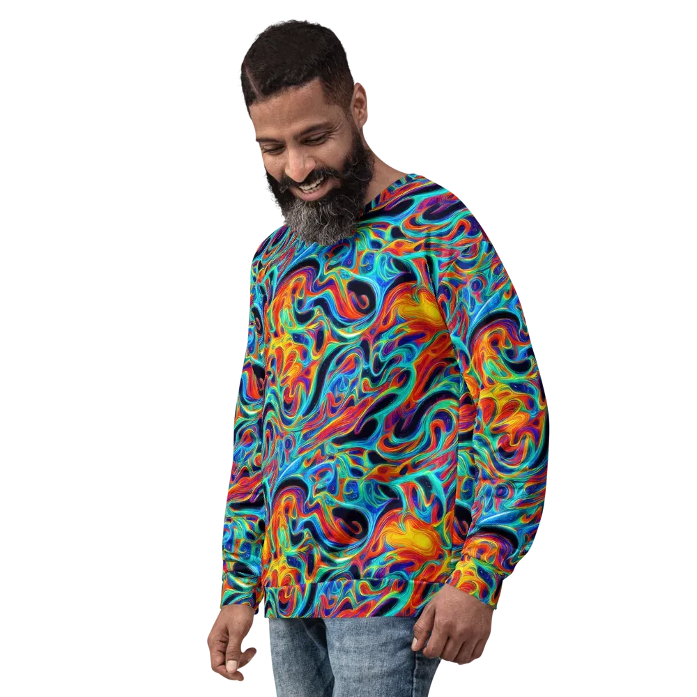 Cyan Ember Maze on Sweatshirt — Left Front