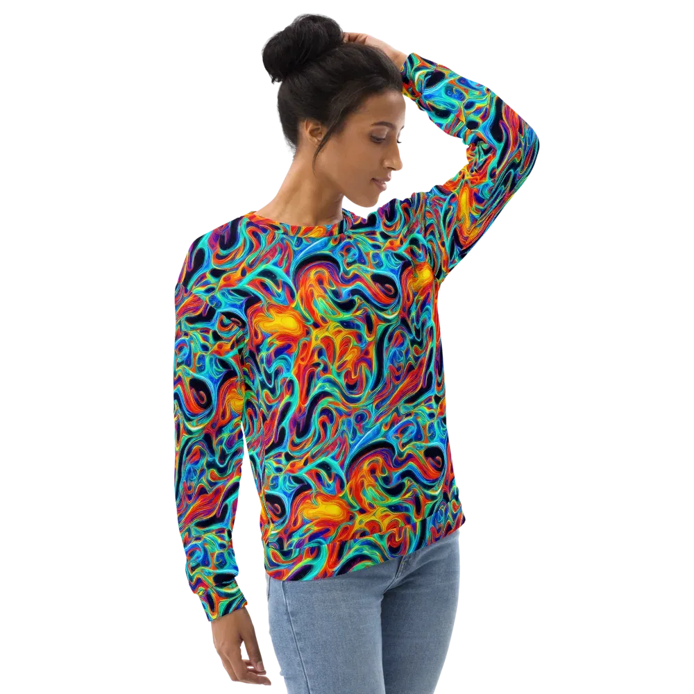 Cyan Ember Maze on Sweatshirt — Right Front