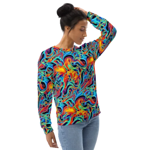 Cyan Ember Maze on a Sweatshirt