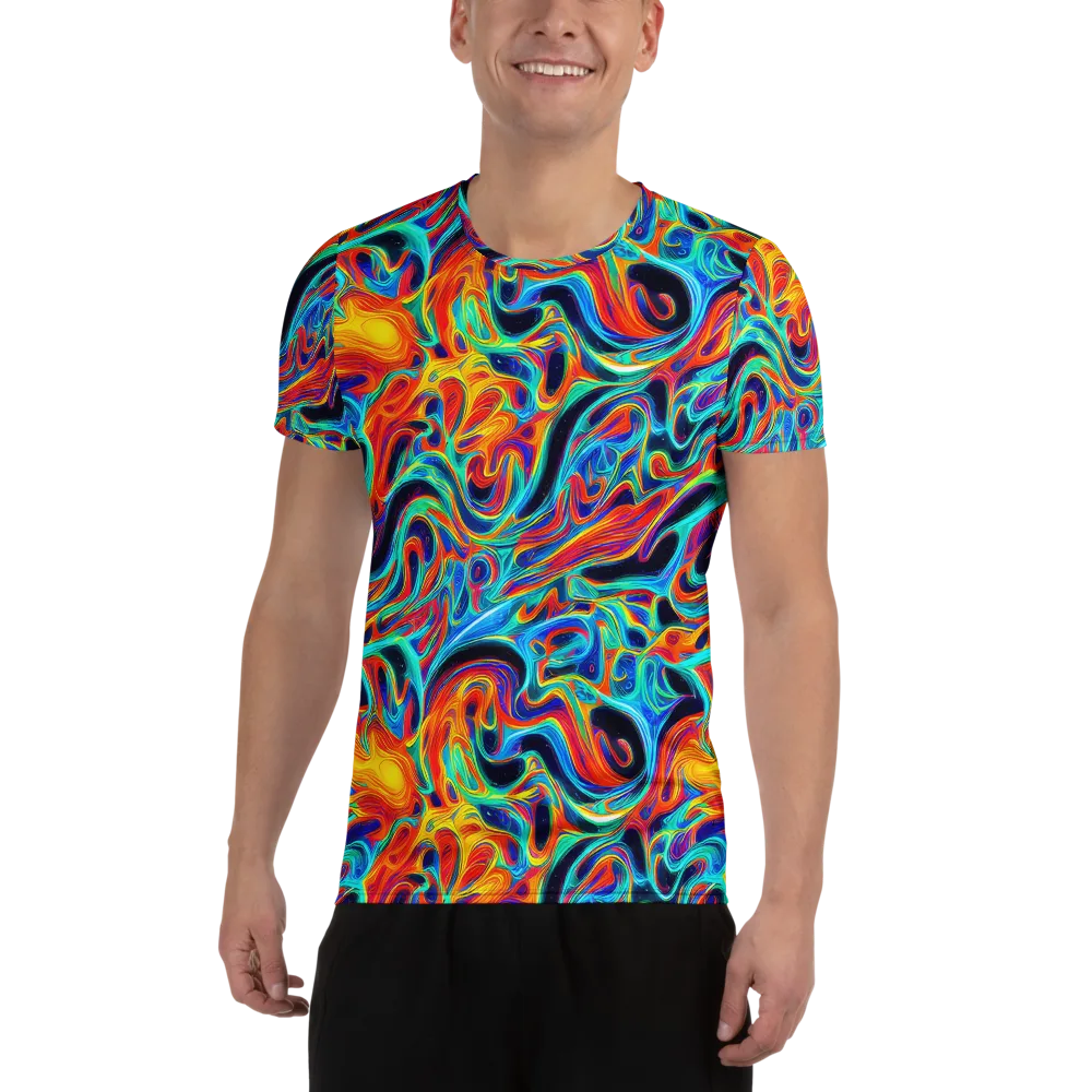 Cyan Ember Maze on Men's Athletic T-Shirt — Front