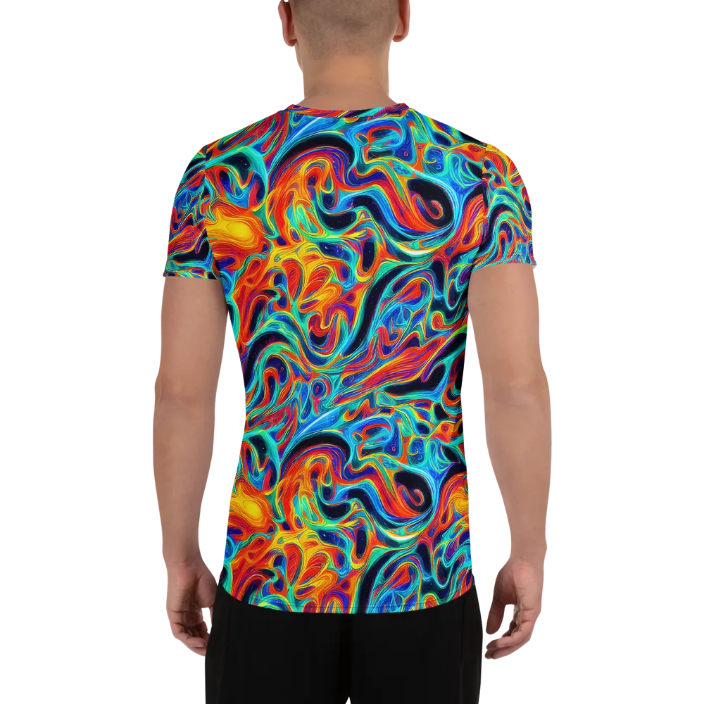 Cyan Ember Maze on Men's Athletic T-Shirt — Back