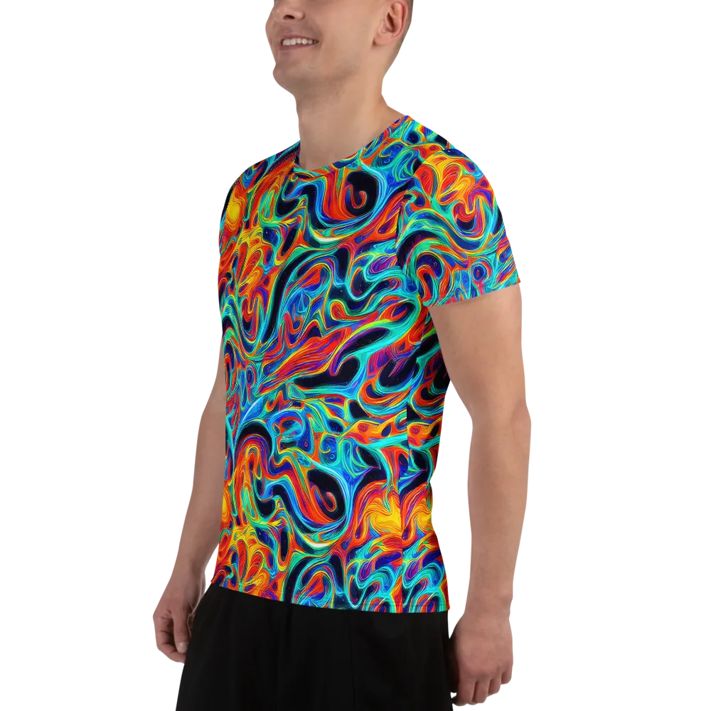 Cyan Ember Maze on Men's Athletic T-Shirt — Left