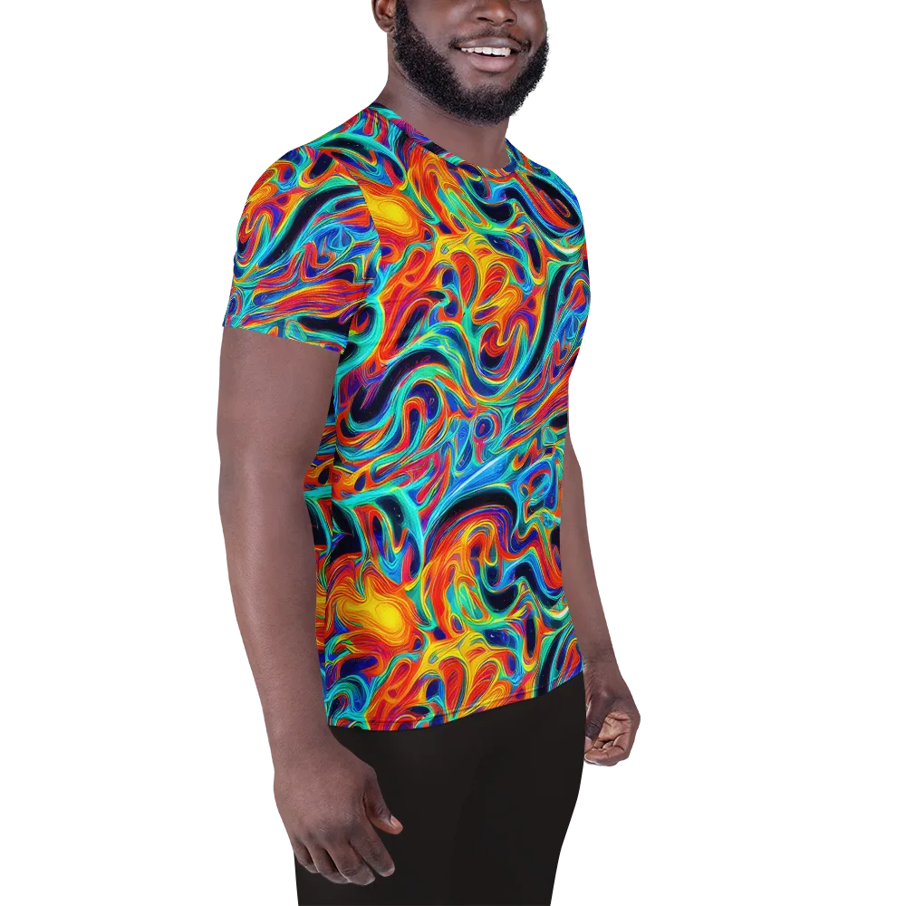 Cyan Ember Maze on Men's Athletic T-Shirt — Right