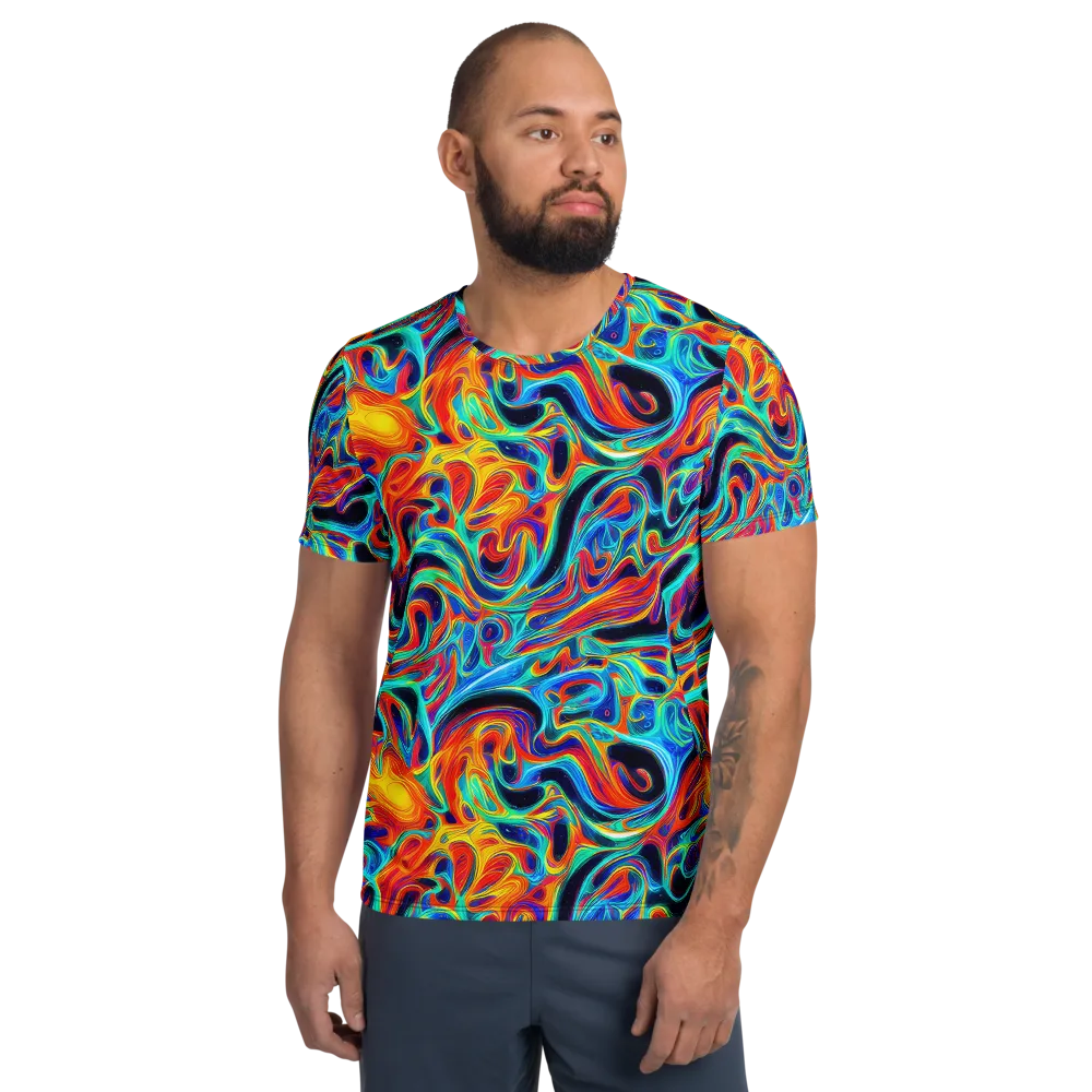 Cyan Ember Maze on Men's Athletic T-Shirt — Front