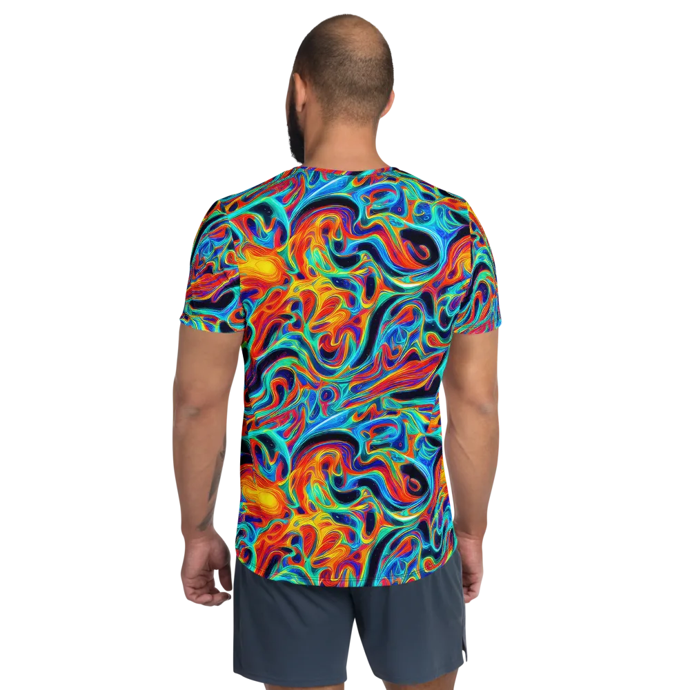 Cyan Ember Maze on Men's Athletic T-Shirt — Back