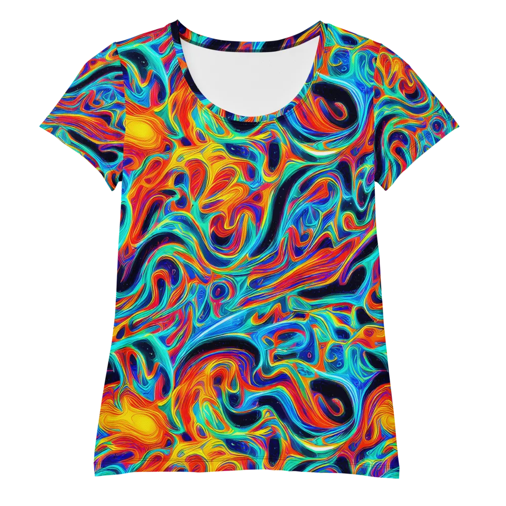 Cyan Ember Maze on Women's Athletic T-Shirt — Front