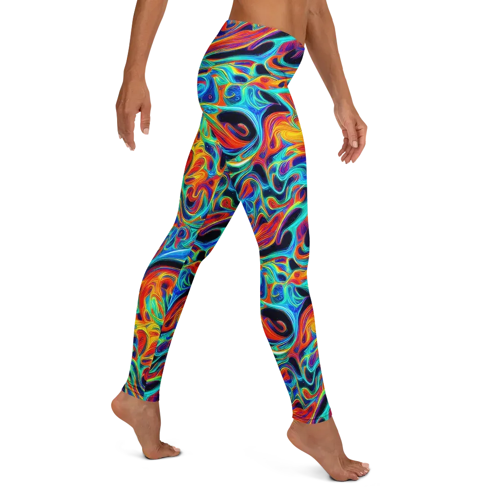 Cyan Ember Maze on Leggings — Right