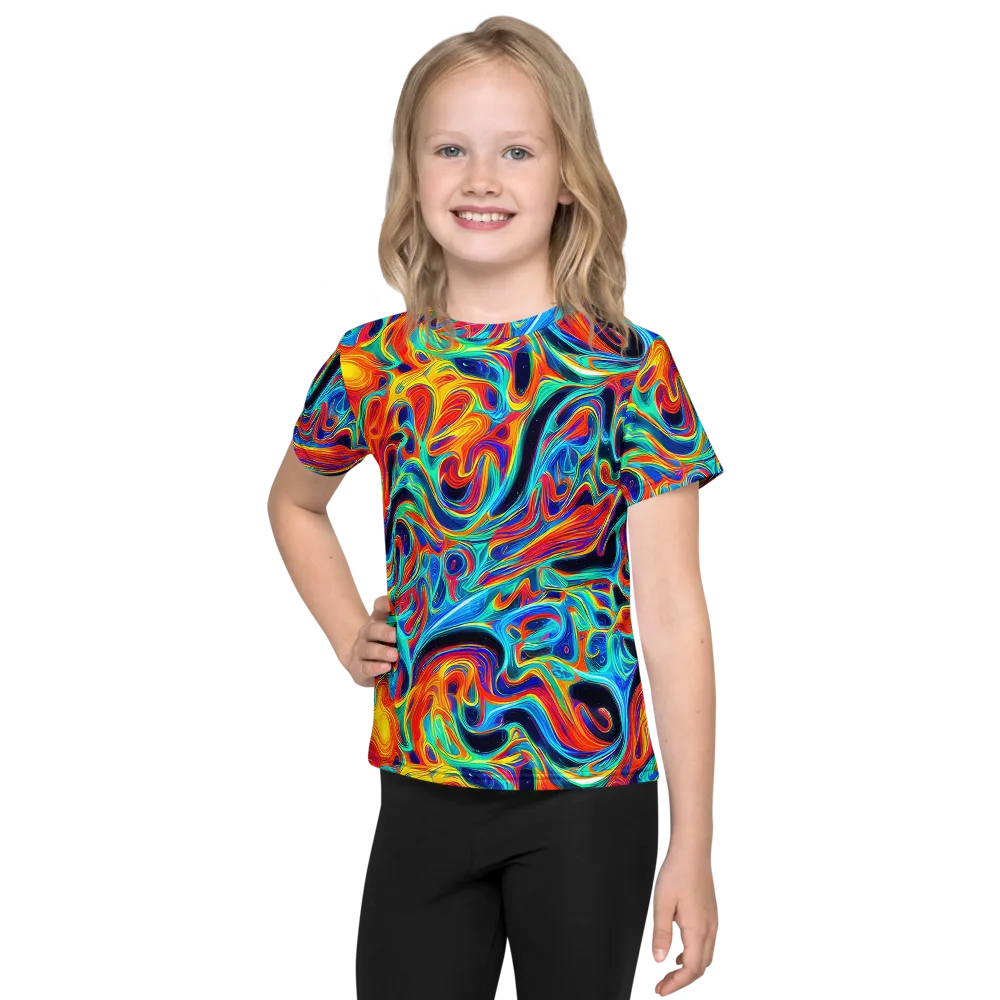 Cyan Ember Maze on Kids Crew Neck T-Shirt — Front