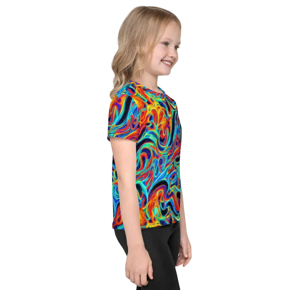 Cyan Ember Maze on Kids Crew Neck T-Shirt — Right