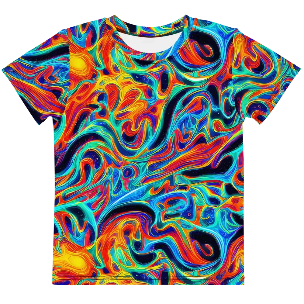 Cyan Ember Maze on Kids Crew Neck T-Shirt — Front