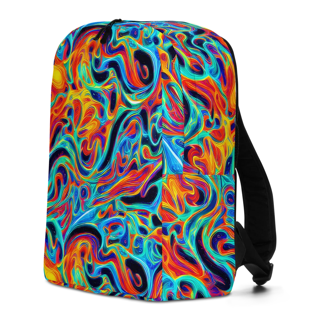 Cyan Ember Maze on Minimalist Backpack — Left