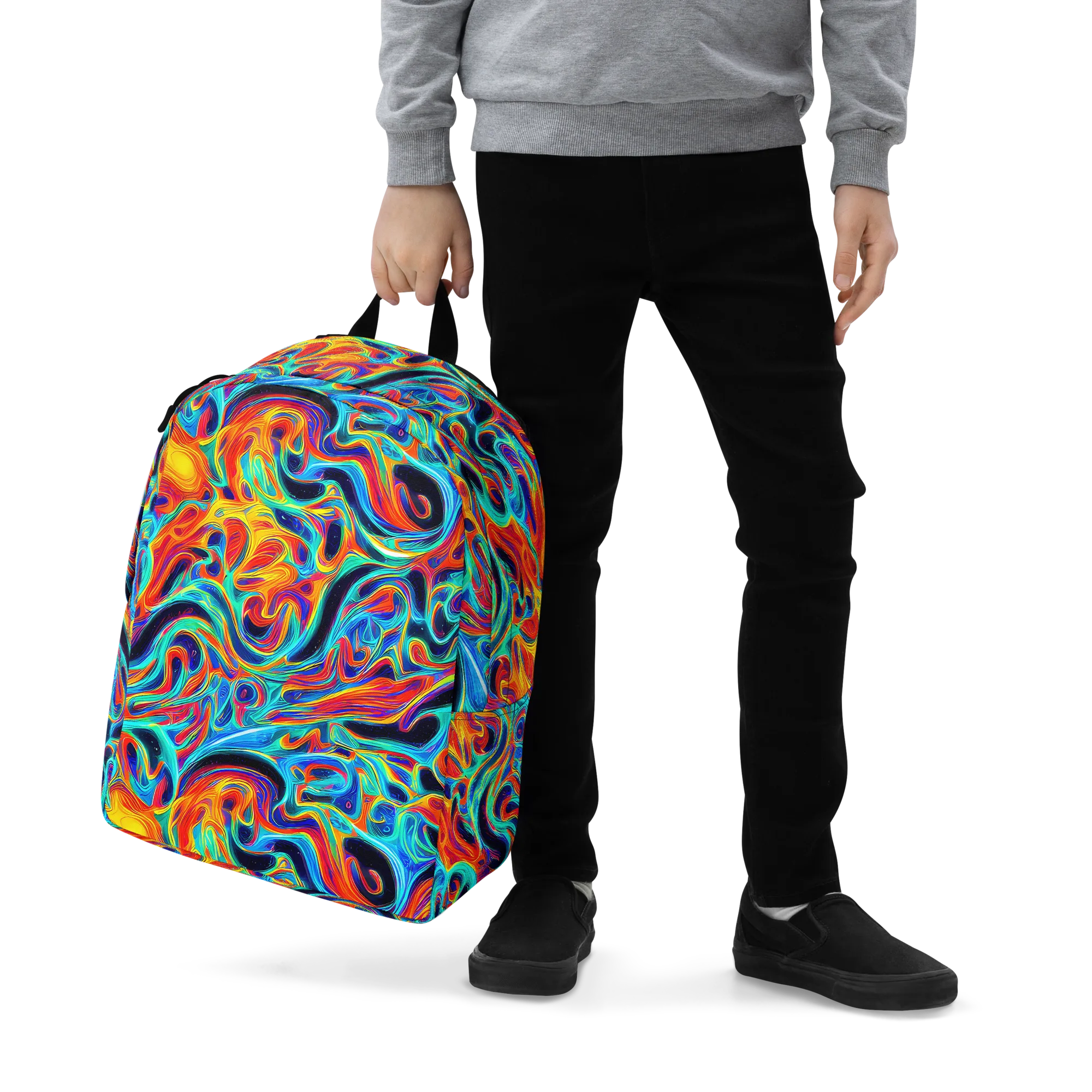 Cyan Ember Maze on Minimalist Backpack — Zoomed-in