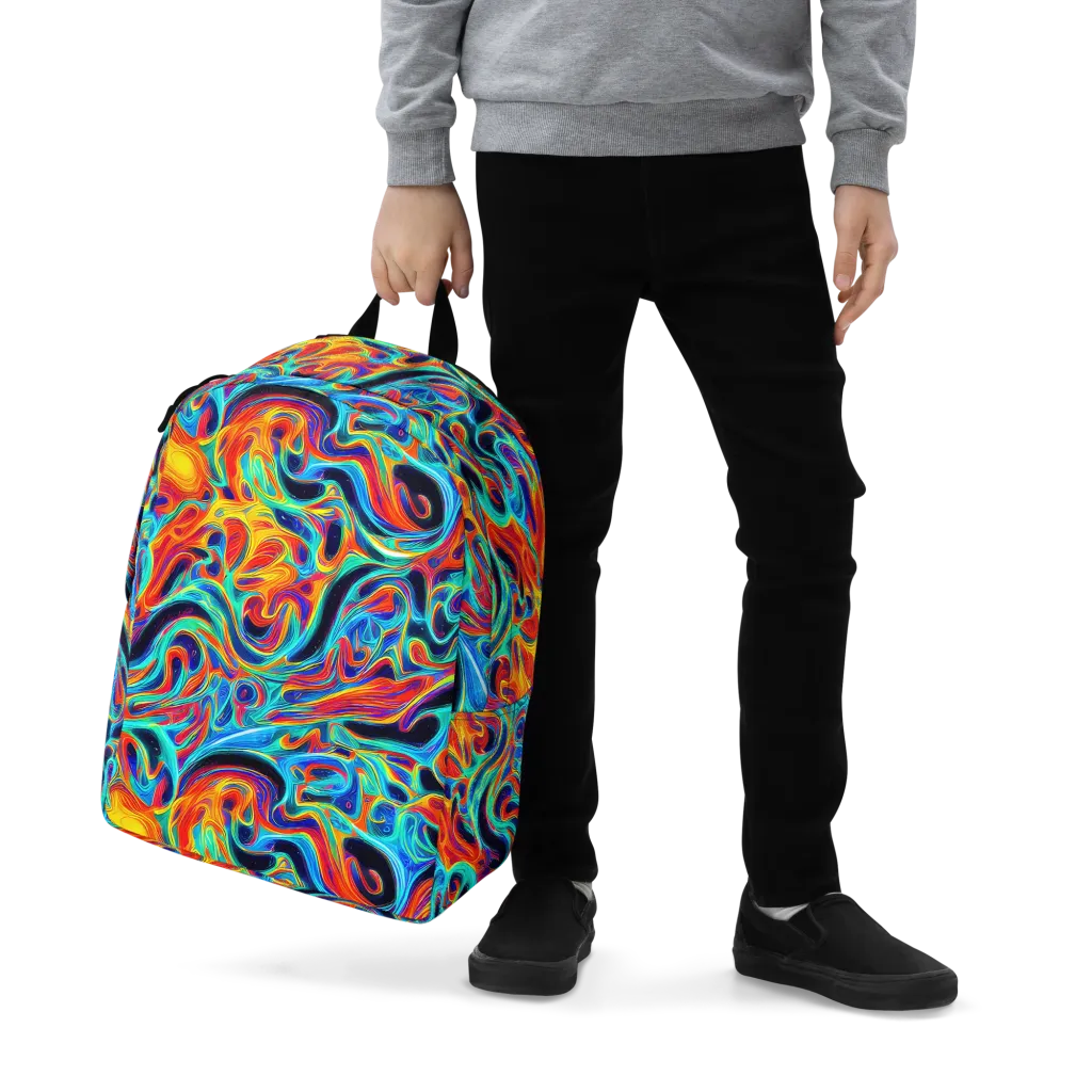 Cyan Ember Maze on Minimalist Backpack — Zoomed-in