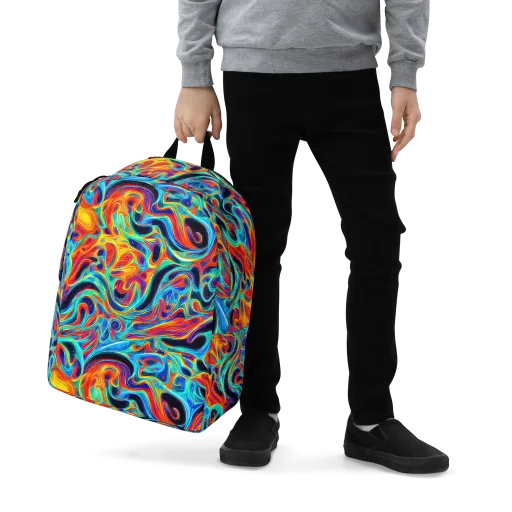 Cyan Ember Maze on a Minimalist Backpack