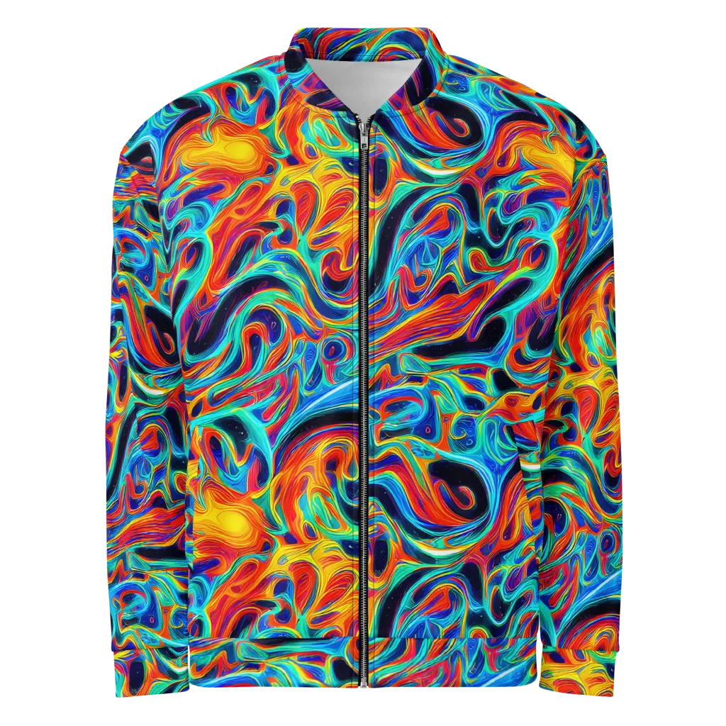 Cyan Ember Maze on Bomber Jacket — Front