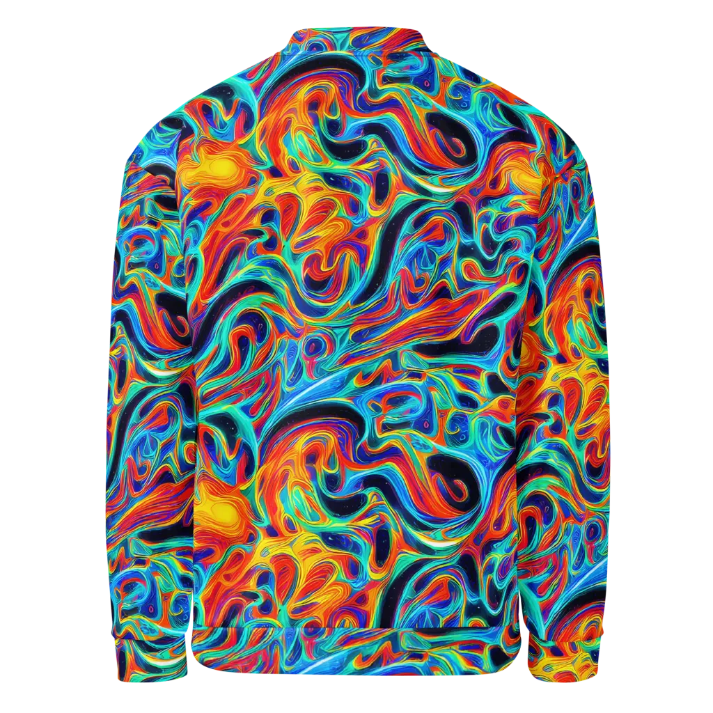 Cyan Ember Maze on Bomber Jacket — Back