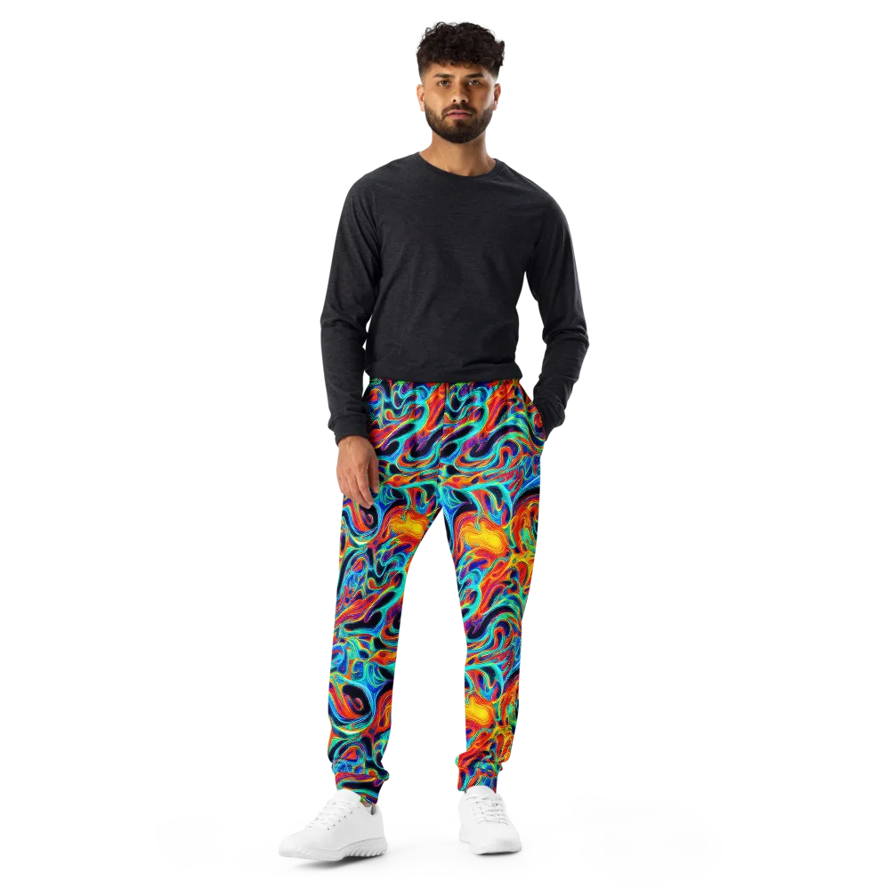 Cyan Ember Maze on Men's Joggers — Front