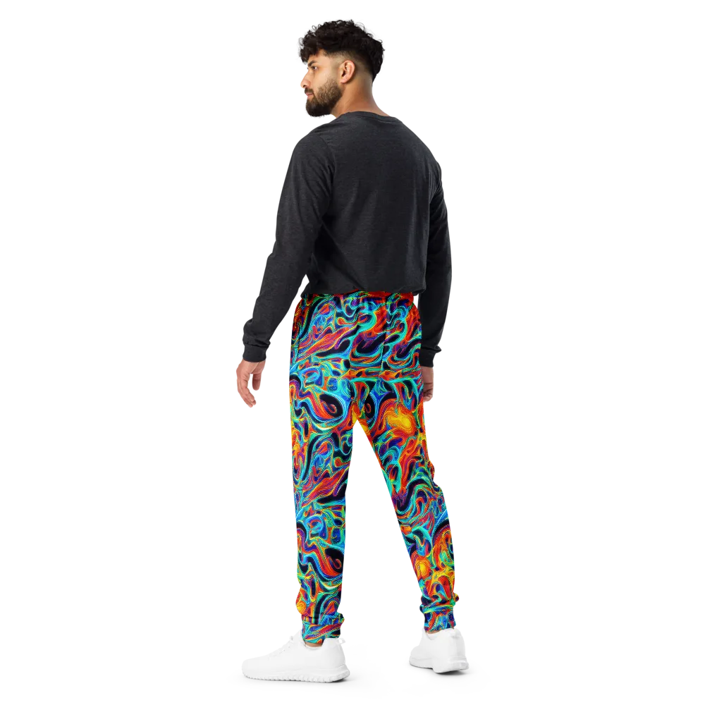 Cyan Ember Maze on Men's Joggers — Back