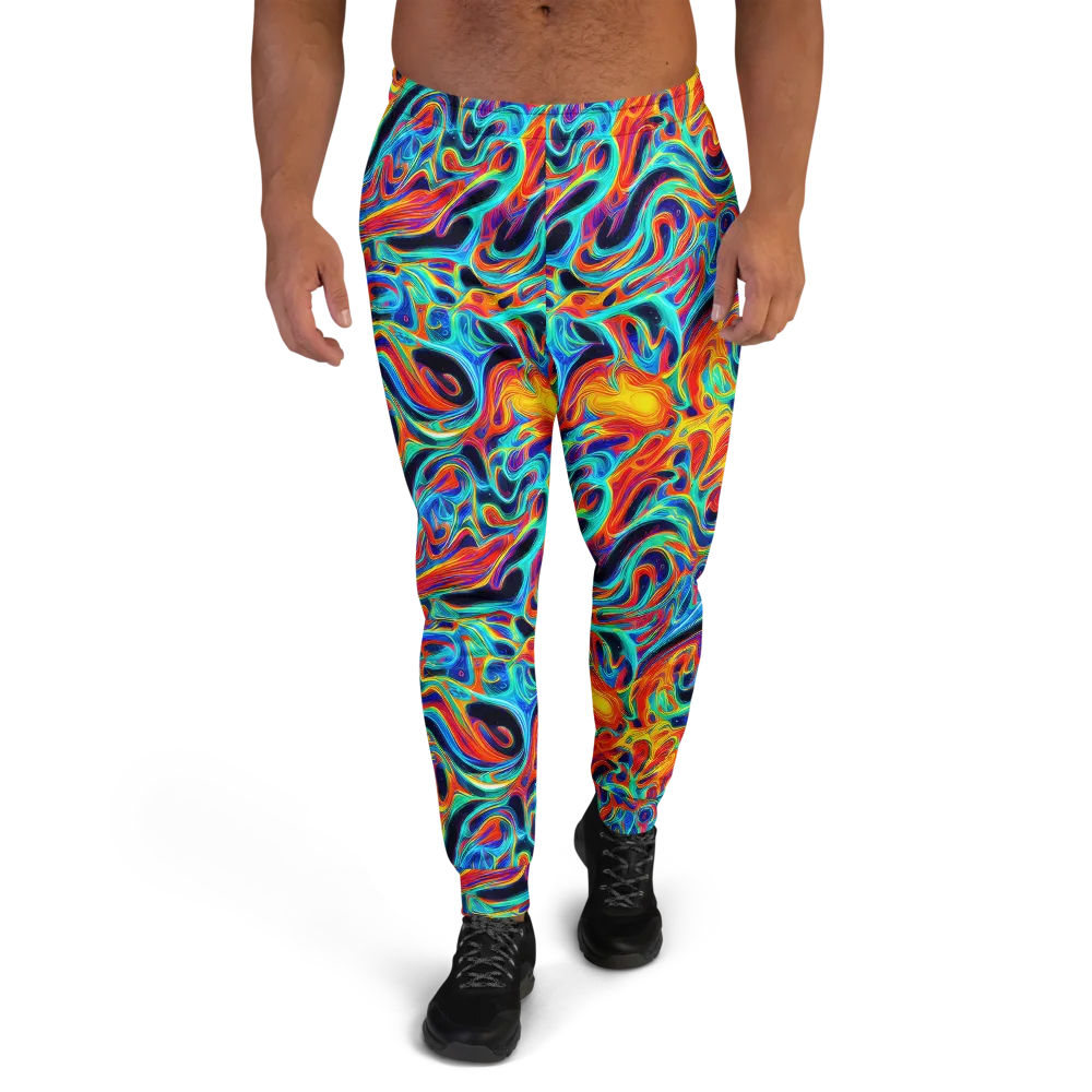 Cyan Ember Maze on Men's Joggers — Front