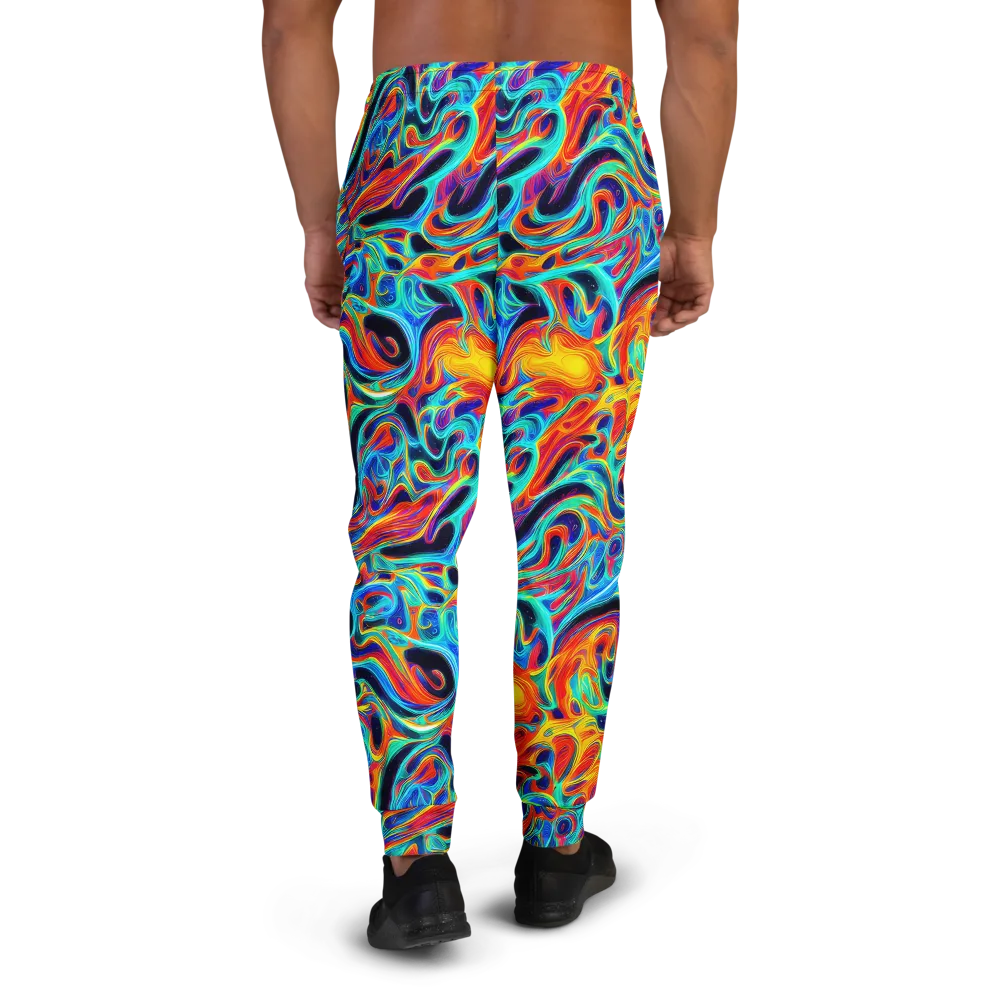 Cyan Ember Maze on Men's Joggers — Back