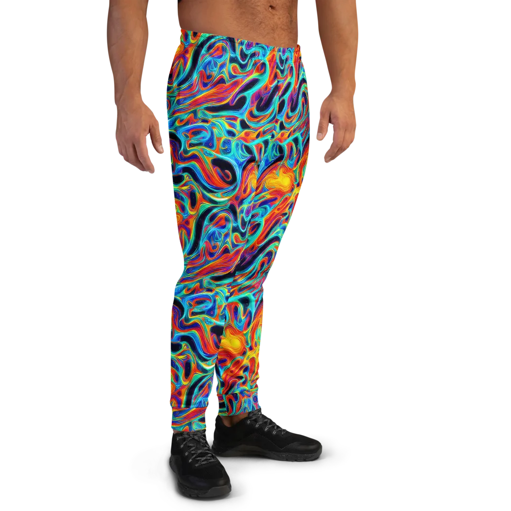 Cyan Ember Maze on Men's Joggers — Right