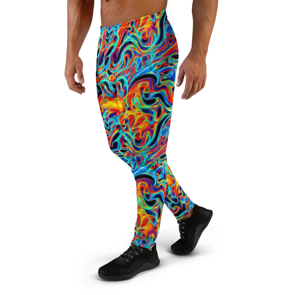 Cyan Ember Maze on Men's Joggers — Left