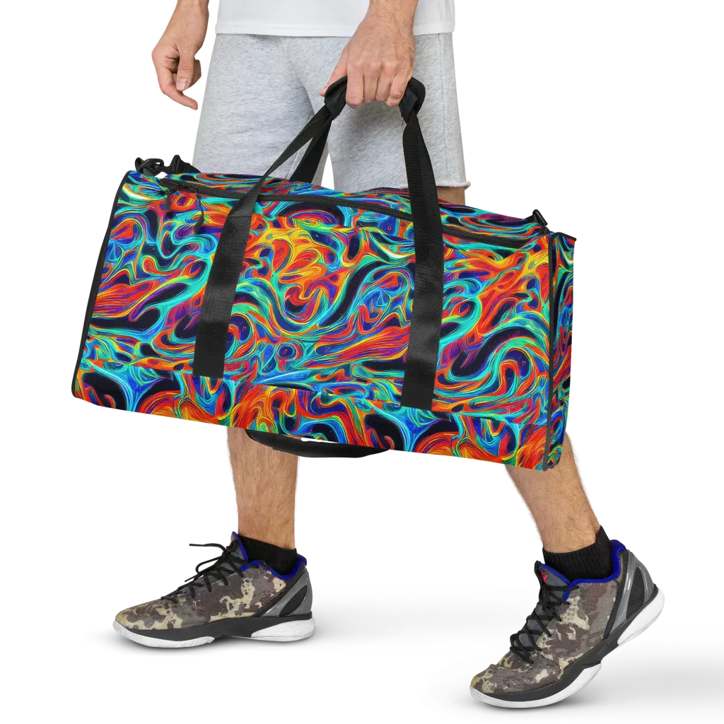 Cyan Ember Maze on Duffle Bag — Front