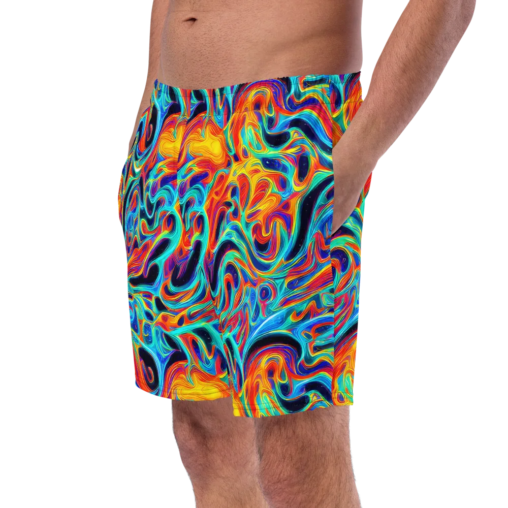 Cyan Ember Maze on Swim Trunks — Left Front