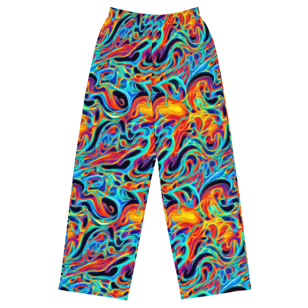 Cyan Ember Maze on Wide-Leg Pants — Front