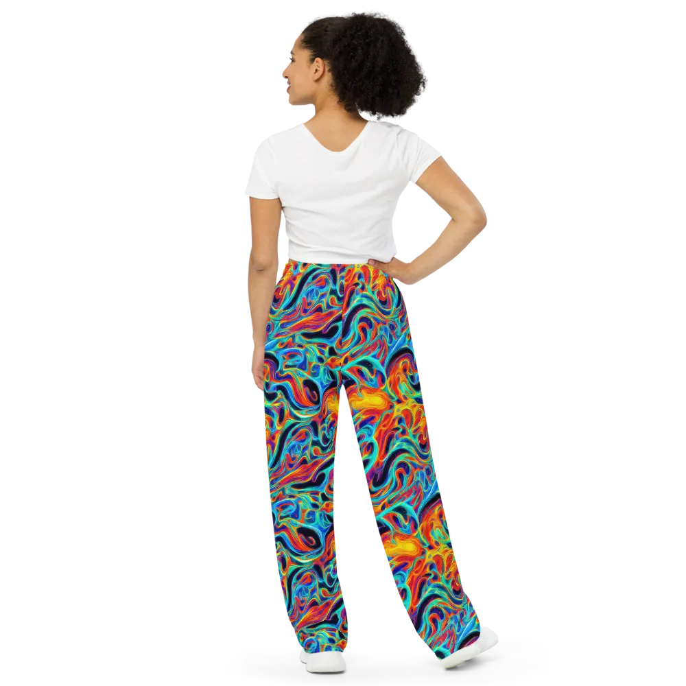 Cyan Ember Maze on Wide-Leg Pants — Back