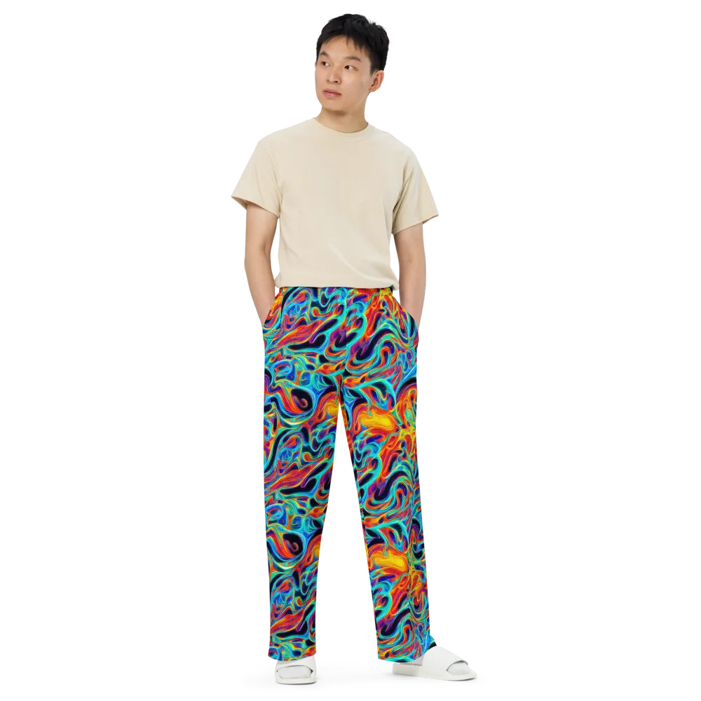 Cyan Ember Maze on Wide-Leg Pants — Front