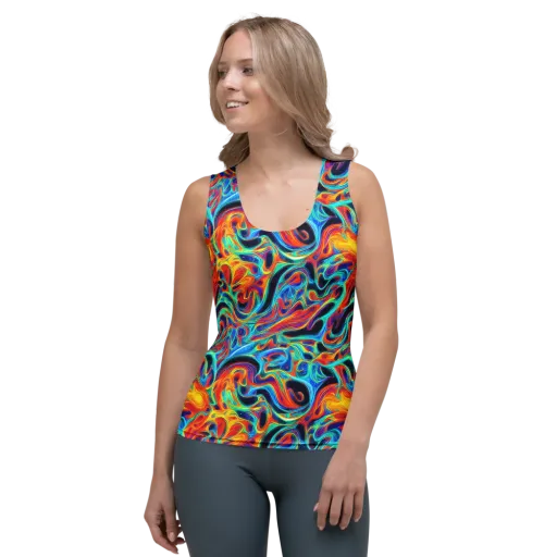 Cyan Ember Maze on a Women's Tank Top