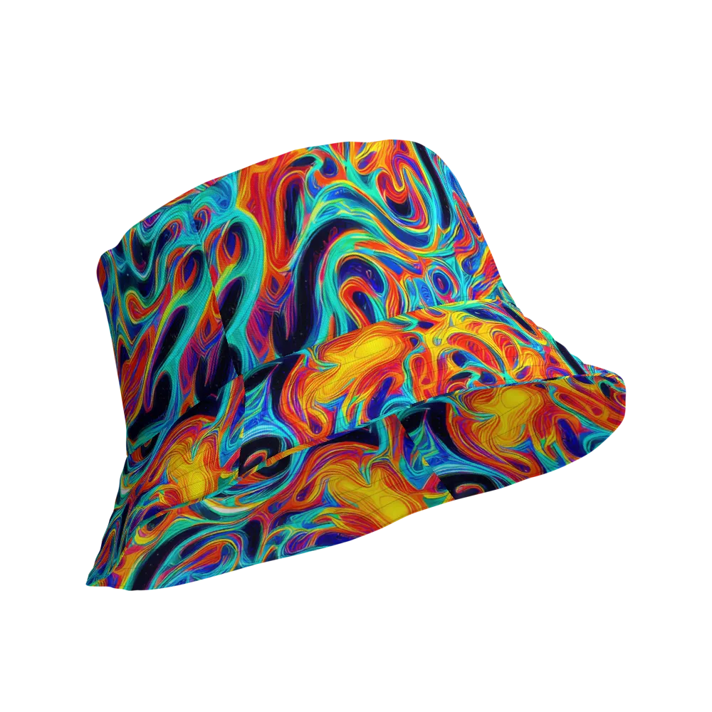 Cyan Ember Maze on Reversible Bucket Hat — Product details Outside