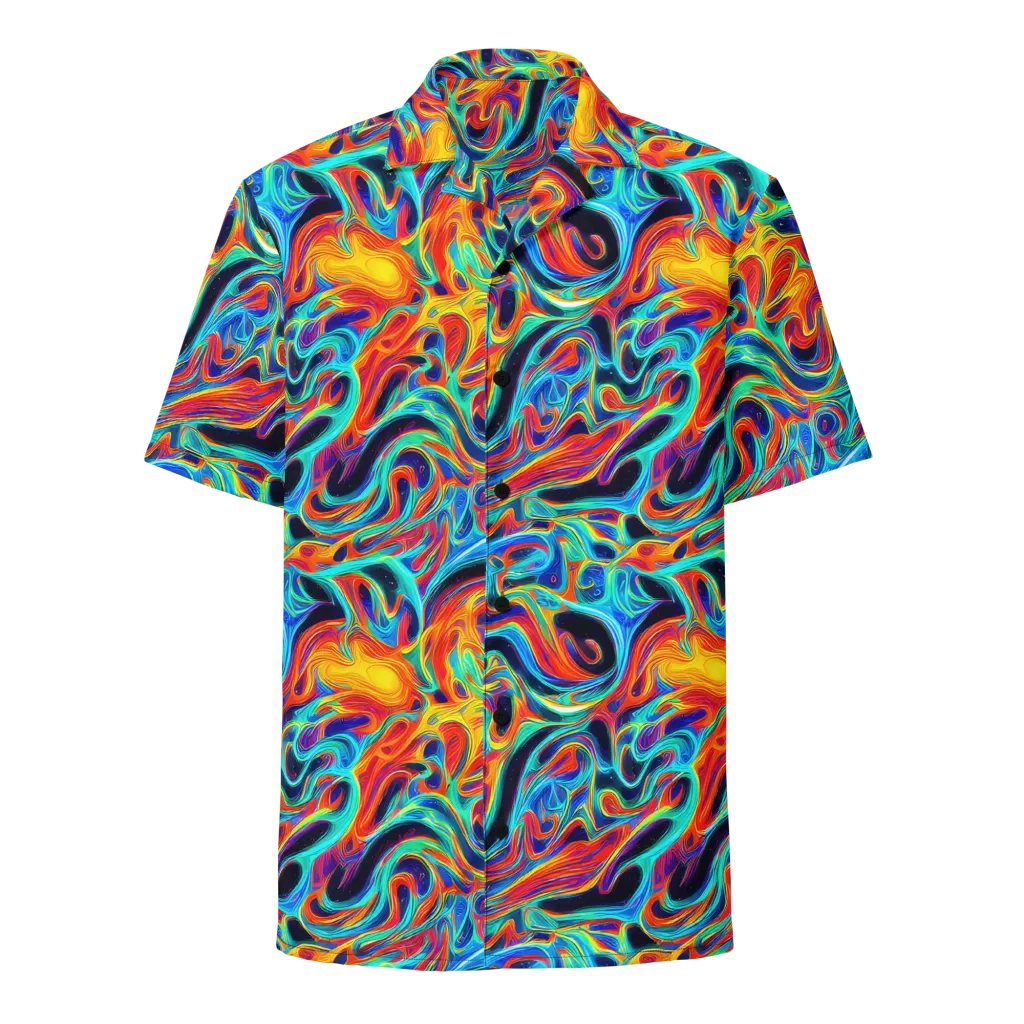 Cyan Ember Maze on Button Shirt — Front