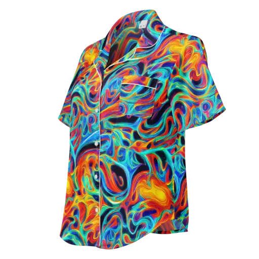Cyan Ember Maze on a Women's Short Sleeve Pajama Top