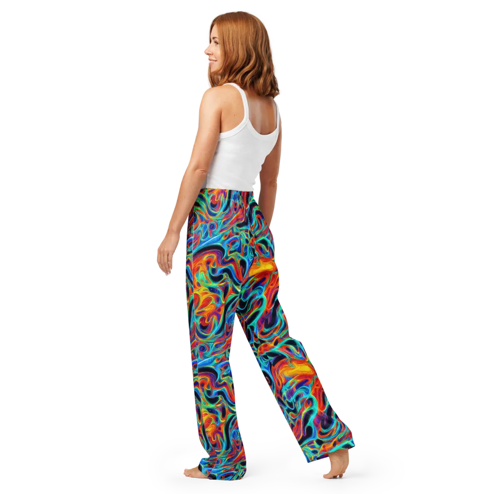 Cyan Ember Maze on Women's Pajama Pants — Back