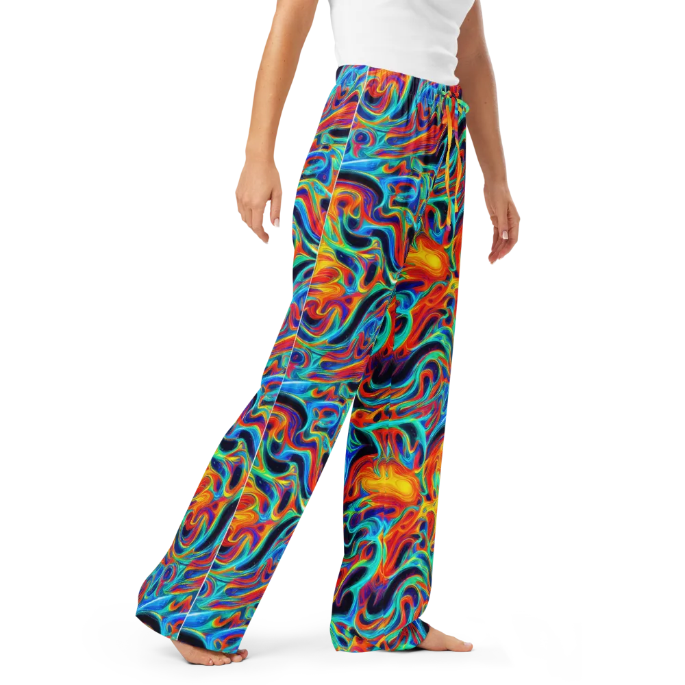 Cyan Ember Maze on Women's Pajama Pants — Right Front