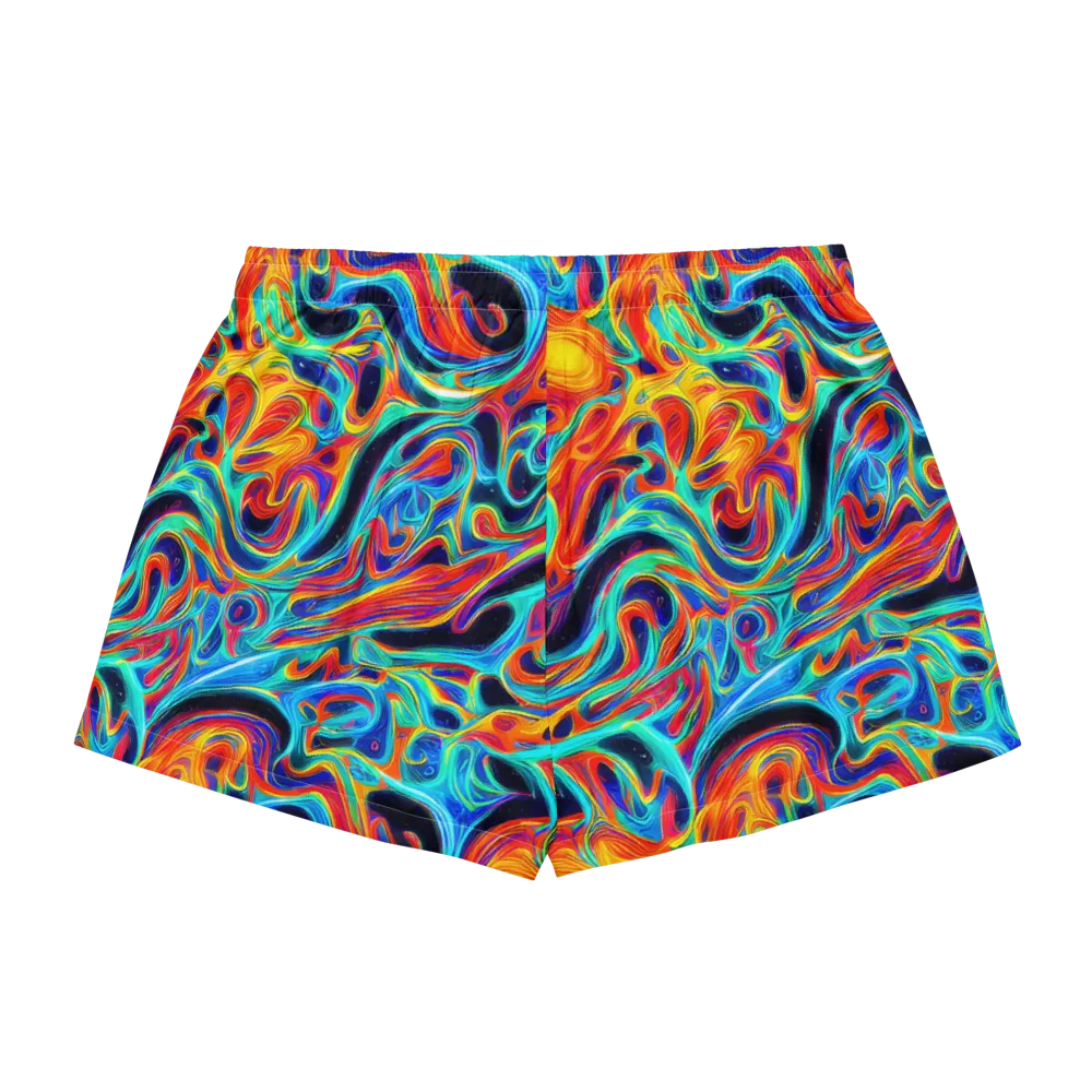 Cyan Ember Maze on Women's Pajama Shorts — Back
