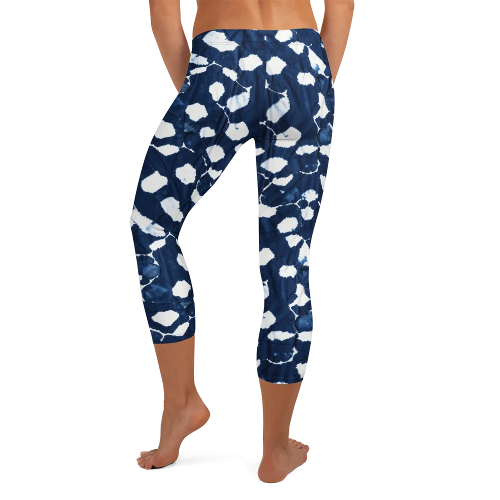 Shibori Midnight on Capri Leggings — Back